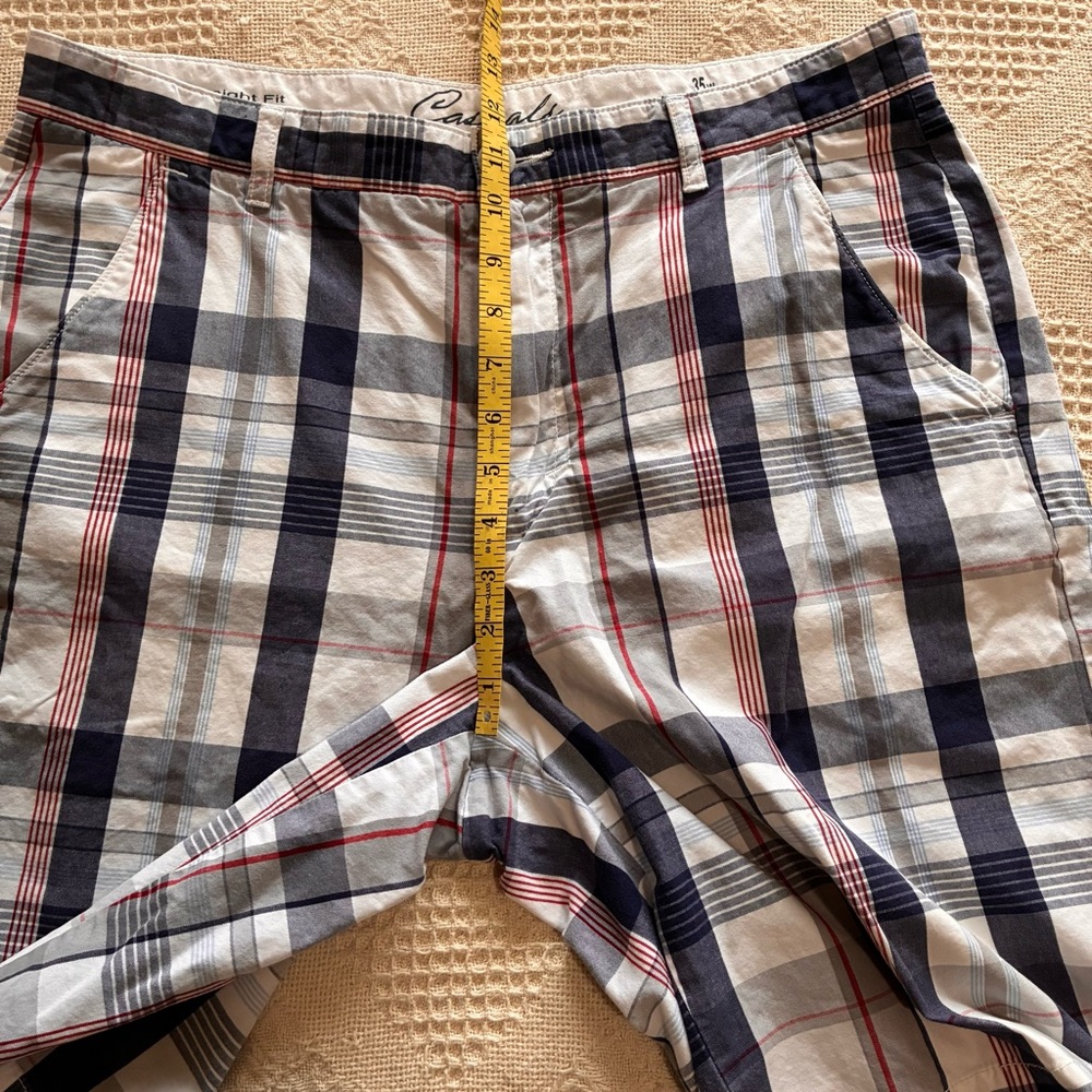 Roundtree & Yorke Shorts Men's 35w Blue and White Plaid 100% Cotton Straight Fit - Picture 5 of 13